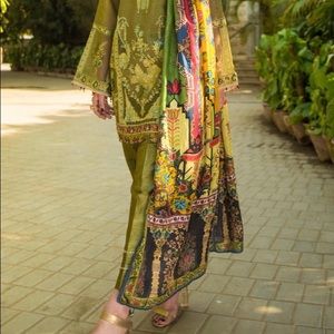 Pakistani Indian cotton net fancy dress with silk Dupatta-brand new by Sapphire